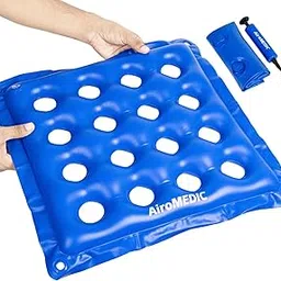 airomedic AiroWAFFLE Waffle Cushion for Pressure Sores Chair from, Inflatable Air Cushion for Pressure Relief with Pump - Blue (17.5x17.5 Inches)-picture-21