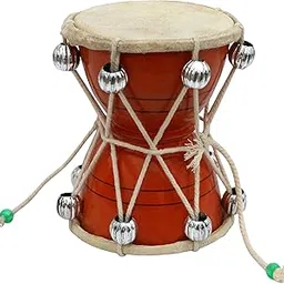 ITOS365 Handmade Damroo for Kids Indian Musical Instrument Orange Damru Toy Gift-image-12
