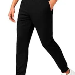 Mens Polycotton Track Pants Black Stylish Gym Running Yoga Lower Regular Fit Activewear with 2 Zipper Pockets Lightweight Breathable Comfortable Casual-picture-22