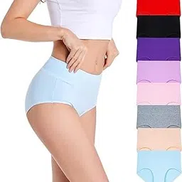 High Waisted Underwear for Women Cotton Blend Panties Bikini Panties Pack of 3(30 Till 34) Assorted-image-87