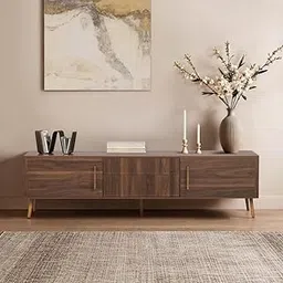 Goldview Furniture Wooden TV Cabinet – Modern Media Console with 2 Doors and Sleek Handles - Stylish Storage Unit for Living Room Entertainment-image-53