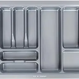 FIT N FORGET Heavy PVC Cutlery Tray, Modular Kitchen Basket Storage Organizer, Stylish Cosmetics Tray (32.5x19 Inch) - Polyvinyl Chloride, Grey image 1