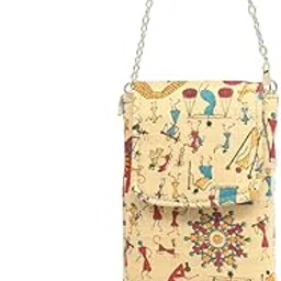 tickles Printed Mobile Pouch with Waist Clip Saree Hook Detachable Sling for Women Girls (Color: Beige) (Size: 6.5 Inches)-picture-24