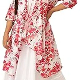 therebelinme Plus Size Women's 4750QCWhite Floral Printed Layered Crepe A-Line Maxi Dress-picture-11
