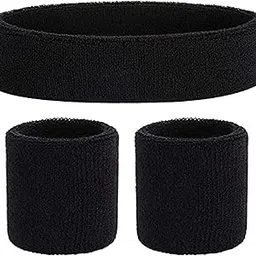 H.K. Sports Sweatband Set Head & Wrist Sweat Bands Headband Wristband Set Sweatbands Terry Cloth Moisture Wicking Sweat Absorbing Head Band for Sports, Exercise, Work Out, Tennis, Basketball, Gym-picture-11
