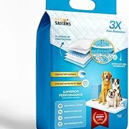 PETSAPIENS India Made XL Pet Training Pee Pads (50, 90X60 cm) Dogs | Adhesive Tape | High Amount Super Absorbent Material I 8 Layers | Built in Pet Attractant | Moisture Free Zipper Pack-picture-23