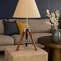 Ace Antiques Tripod Table Lamp, Wooden Base, Jute Pleated Shade, Modern Design-picture-17