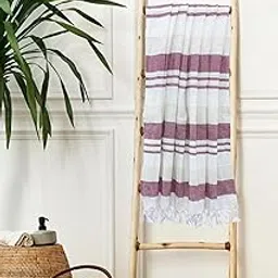 HAKAM Handloom Thin Cotton Throw, Woven for Your Home, Living Room, Sofa, Bed, Chair,125x150 Cm, White/Wine- (Pack of 1)-picture-22