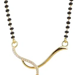 maira 925 Sterling Pure Silver Cubic Zircon Black Beads Mangalsutra For Women | Hypoallergenic | 6 Months Warranty | Gift For Wife, Women's Day, Anniversary, Karwa Chauth-picture-58