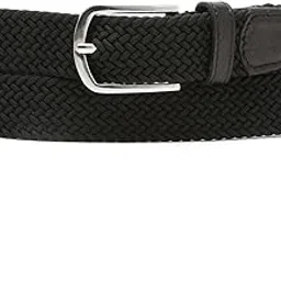 louis stitch Men's Jet Black Braided Elastic Stretch Belt with Leather Tipped End Stretchable Canvas Waist Band for Men Women Boys Girls Unisex (BE-ELBL)-picture-49