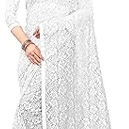 lorofy Women's Net Saree (With Blouse_Free Size) image 1