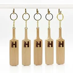 Heega Small Miniature Wooden Cricket Bat Brass Metal Keychain/Keyring (Natural Wooden)-picture-17