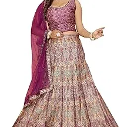 ethnictree Women's Fully Stitched Hand-Work With Digital Print Lehenga, Choli With Net Dupatta-picture-12
