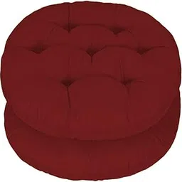 Mom's Moon Decorative Round Indoor Outdoor Sofa Chair Cushion, Dining, Office, Plastic, Floor Back Seat Chair Pad Handmade Quilting (Maroon, 16' Inch Round) - Set of 2-picture-47