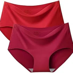 louryn koulyn Women's Seamless Lycra Cotton Panty | Underwear | Stretch Briefs Soft Underpants Breathable Ladies Panties (Pack of 2) (Multicolour)-picture-19
