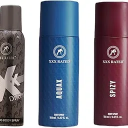 XXX Rated Aqua X, Spizy & Dirty No Gas Body Spray Combo | Refreshing, Spicy & Intense Scent | 150+150+120 Ml-image-37