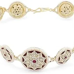Pink Meenakari Dazzling Diamonds & Pearls Embellished Head Chain For Women-ZPFK12226-image-78