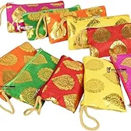 goldgiftideas Golden Leaf Vintage Potli Purse for Ladies, Return Gifts, Potli Bags for Women, Shagun Pouches for Baby Shower (Set of 10)-picture-29