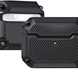 Amazon Basics Shock-Absorbing Protective Case with Keychain for AirPods Pro Gen 1 & Gen 2 | Visible Front LED | Sleek Design (Black)-picture-15