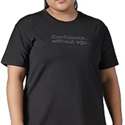 MKH Women's Plus Size Dry Fit Gym Sports T-Shirt | Round Neck CONFIDEN Without RNB - BLK - (MKHWT-6042)-picture-10