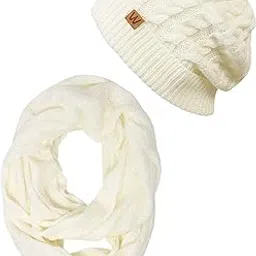 allydrew Wrapables Winter Warm Cable Knit Infinity Scarf and Beanie Set-picture-10