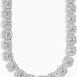rich rapper Luxury Iced Out Tennis Chain Necklace, White Gold Plated, Artificial Diamond Stones, 45cm Length, Unisex Adult-picture-37