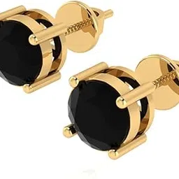 diamtrendz Gold Plated Pure 925 Sterling Silver Earring | Solitaire Black Diamond Screwback Stud Earring For Women & Girls | Multiple Gemstone Shape Options | Model ERSYBDP-picture-30