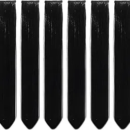 saiya (26 inch) hair extension highlight for women and girls soft silky (set of 6 pcs) (black) easy to wear washable real look-picture-22