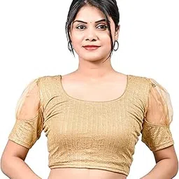the wow factor Cotton Stretchable Round Neck Puff Sleeves Blouse-picture-15