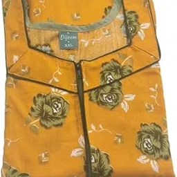 Soft Cotton Women Nighty with Yellow Front Zip – Neat Overlock Finish, Full Piping, Convenient Side Pocket & Loop | Perfect Blend of Style and Comfort.-picture-36