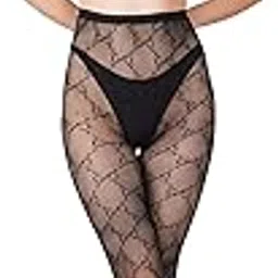 bunny bae Black G-Letter Pattern Mesh stylish trendy insta lover stocking-G style-picture-38
