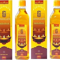 Granules Premium Pooja Oil for Diya – 500ml Desi Cow Ghee Lamp Oil for Puja Smokeless & Long-Lasting Flame Ideal for Daily Worship, Aarti, Temple Offerings, and Diwali Oil - Pack of 2-image-38
