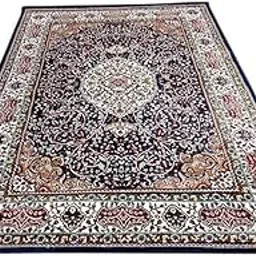 Soft n Thick Luxury Beautiful Home Decor Kashmiri Carpets for Living Room 6 Feet x 9 Feet Blue Colour-picture-19