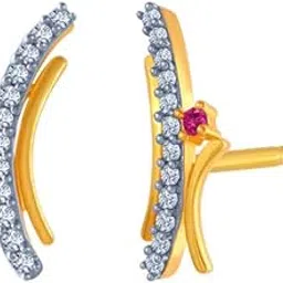 p.c. chandra jewellers 14k (585) Yellow Gold and American Diamond Stud Earrings for Women-picture-28
