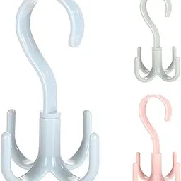 JOYUS Belt Hanger Scarf Tie Rack Holder Hook for Closet Organizer 4 Claws 360 Degree Rotating, no Drilling Required, Space Saving Organizer Holder for Bags, Purses, Clothes and More, Pack of 6-picture-18