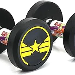 RUBX Rubber Coated Professional Round Dumbbells (Star) (Yellow, 5 KG Pair)-picture-24