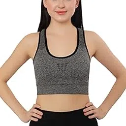 fabluk Cotton Sports Bra, High Impact Racerback, Removable Padding, Quick Dry for Yoga, Gym, Running image 1