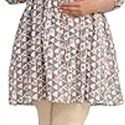 janasya Women's Cream Pure Cotton Geometric Printed A-line Maternity Tunic-picture-38