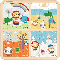 Fisher-Price 4 in 1 Seasons Wooden Jigsaw Puzzle Toy for Kids (36 Pcs)-picture-24
