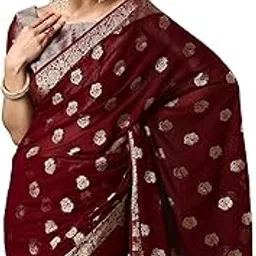 akhilam Women's Georgette Zari Woven Design Saree with Unstitched Blouse Piece-picture-11