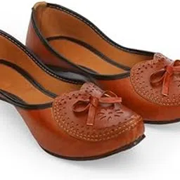 yash & co. Synthetic Leather Tan Women Jutti (8UK,Dark Brown)-picture-20