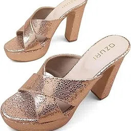 ozuri Women's Fancy Criss-Cross Shimmery Heels - (11827)-picture-25