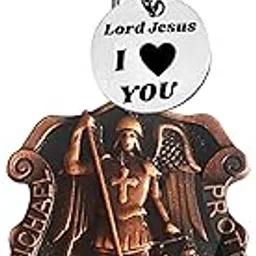 m men style Saint Michael the Archangel Keychain | Protect Us Religious Key Ring | Catholic Christian Gift | Spiritual Car & Bike Keychain Copper SKey2025644-picture-30