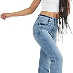 dolce crudo Women's Wide-Leg Fit High Rise Regular Length Stretchable Denim Jeans-picture-15