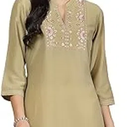 nayam by lakshita Solid Embroidered A-line Rayon Top for Women-picture-53