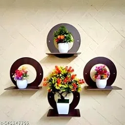 Click Hub Wall Mounted Shelf for Living Room Stylish MDF Floating Shelf, Freestanding for Living Room, Bedroom, Kitchen - Easy Assembly, Set of 4((Round Shelf)-picture-33