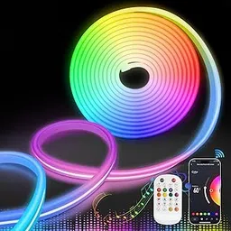 Lamomo LED Strip RGB 5M Neon LED Strip App Control 12V IP65 Waterproof Flexible Neon LED Lights Music Sync Compatible with Alexa Compatible for Living Room, Bedroom,-picture-39