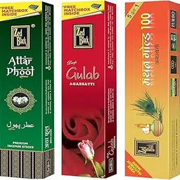 Zed Black Premium Incense Sticks Combo of Manthan Gold 100, Attar Phool & Deep Gulab-picture-12