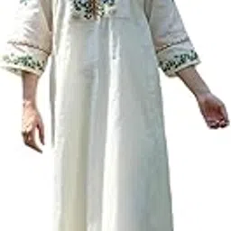preeson Women's Pure Soft Cotton Embroidery Solid Straight Kurta with Pant Set (Cream)-picture-24