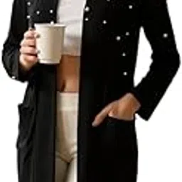 iuga Women’s Long Pearl Shrug with Front Pockets – Stylish for Casual-picture-38